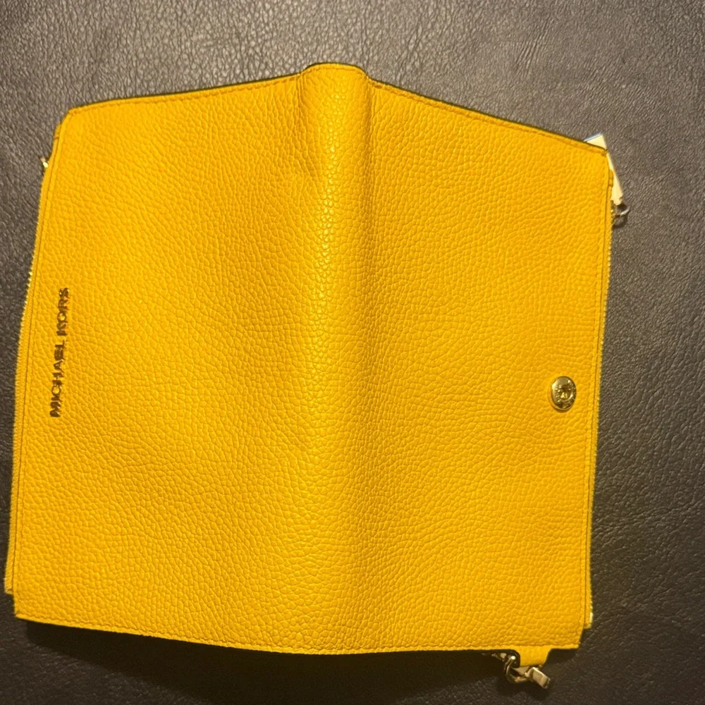 Michael Kors Mustard Yellow Wristlet In Great Used Condition With One Small Mark - Picture 8 of 10
